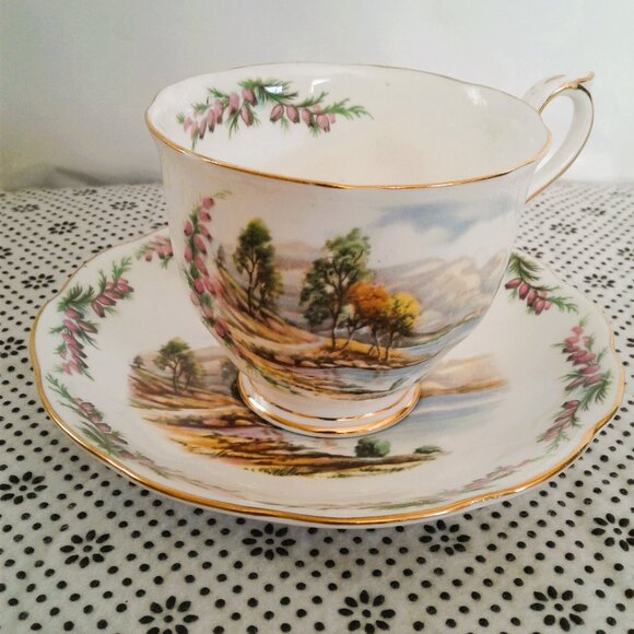 Bone China - Tea Cup and Saucer Set - Road To The Isles , England - Picture 1 of 6